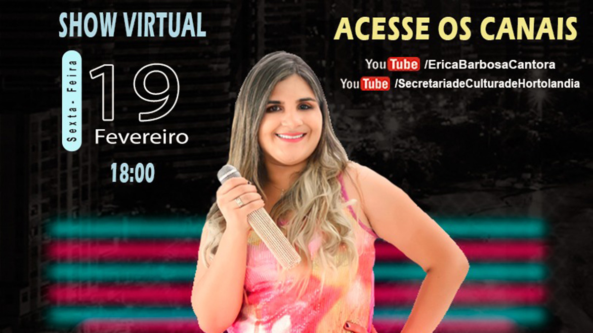 Cantora Érica Barbosa tem show virtual nesta sexta-feira