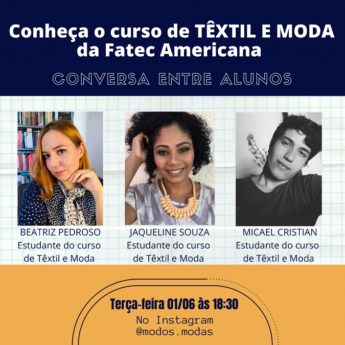 Curso de têxtil e moda da Fatec promove novas lives nesta semana