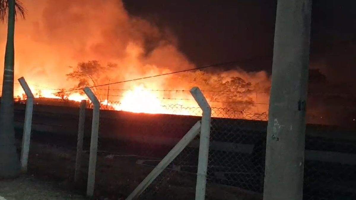 Incêndio de grandes proporções atinge área de fazenda às margens da Anhanguera, em Nova Odessa